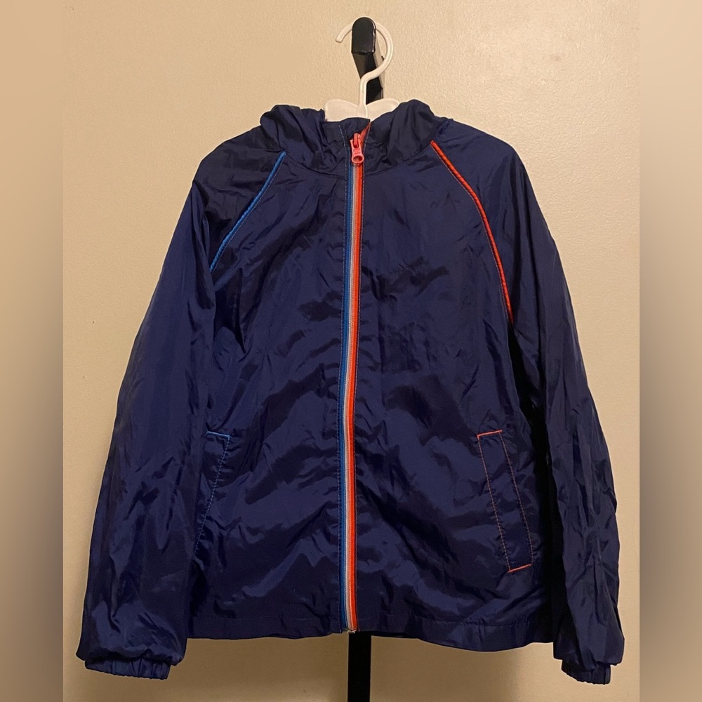 Joe Fresh Blue and Red Raincoat - Mesh Hooded Interior - Kids Size 6 DONATED